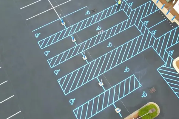 Aerial view of the ADA parking zone at the Shoe Show parking lot - Proline