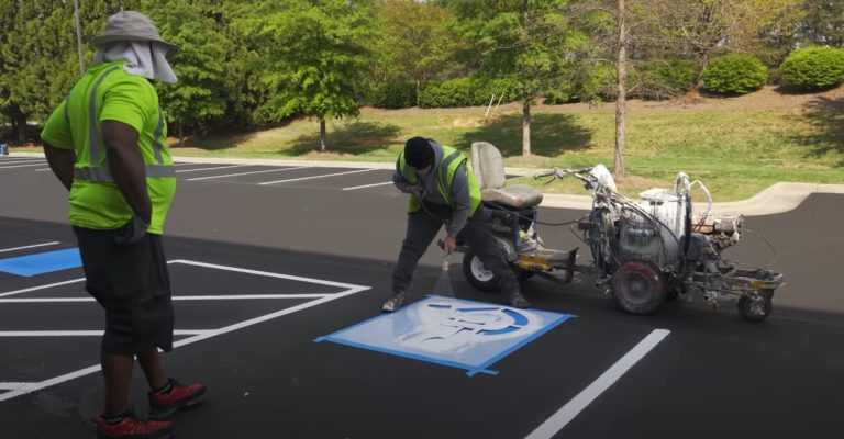 Parking lot striping and painting work
